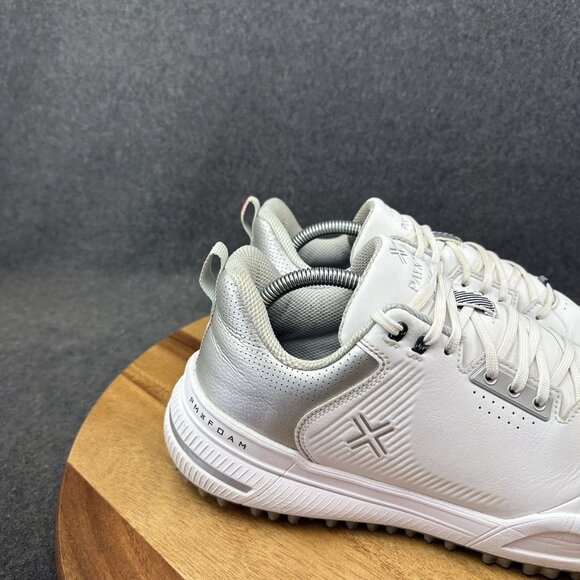 Payntr X 003 Spikeless Golf Shoes Mens 10.5 White Silver Leather Performance - Picture 4 of 12